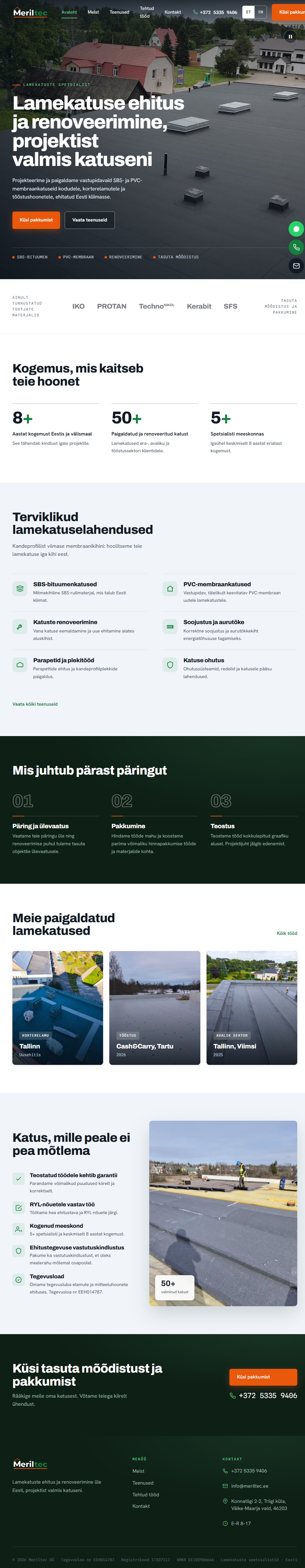 Meriltec OÜ — Estonian roofing company website